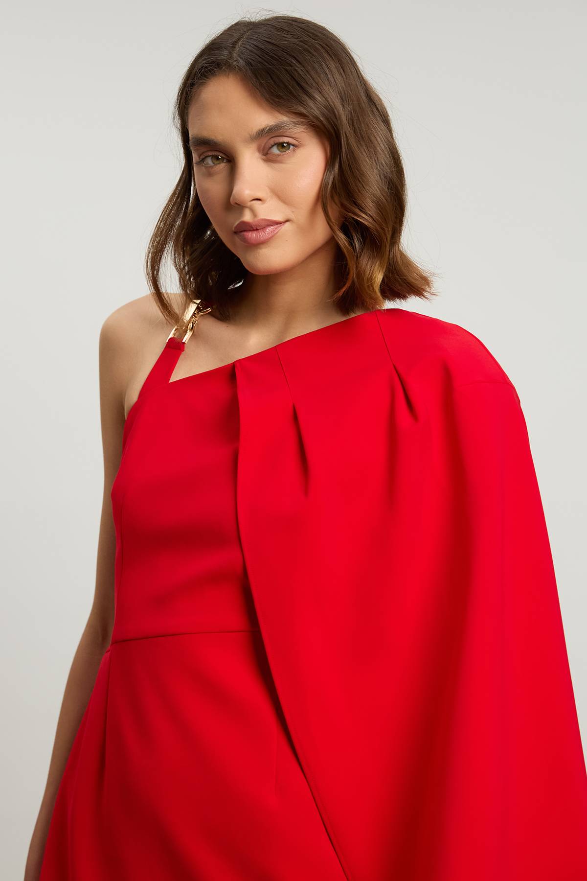 KarenMillen Robe Mini Asymétrique En Viscose Compacte Avec Détail Cape
