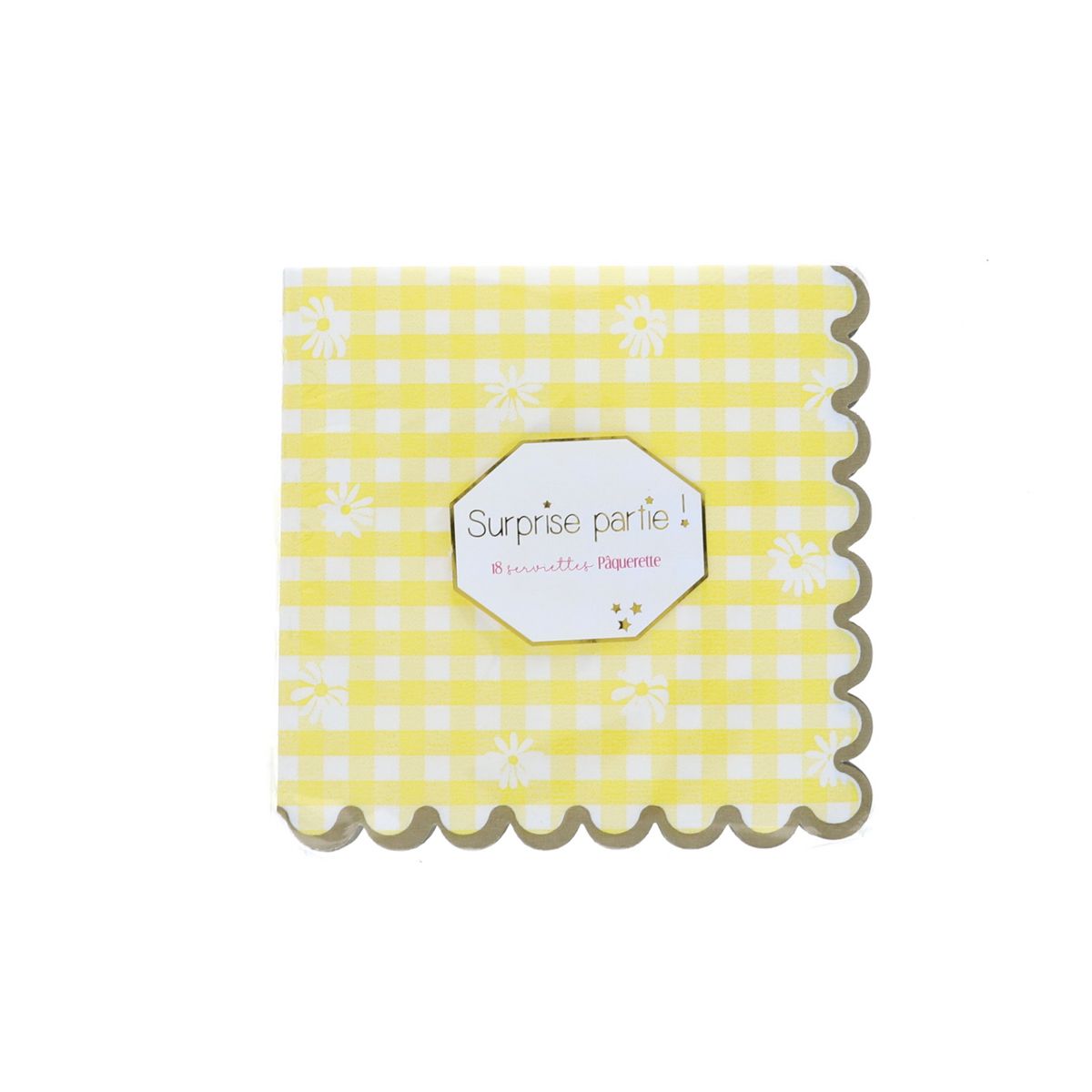 Lot de 18 serviettes pâquerettes vichy jaune Surprise Partie !