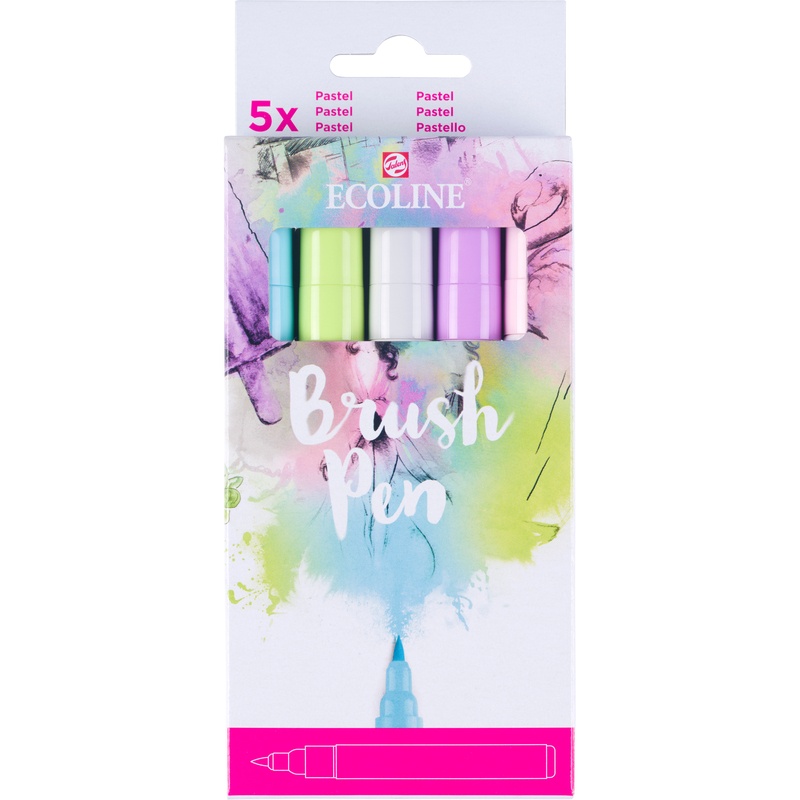 Ecoline Pinselstifte Brush Pen, Pastell, 5 Stück, assortiert
