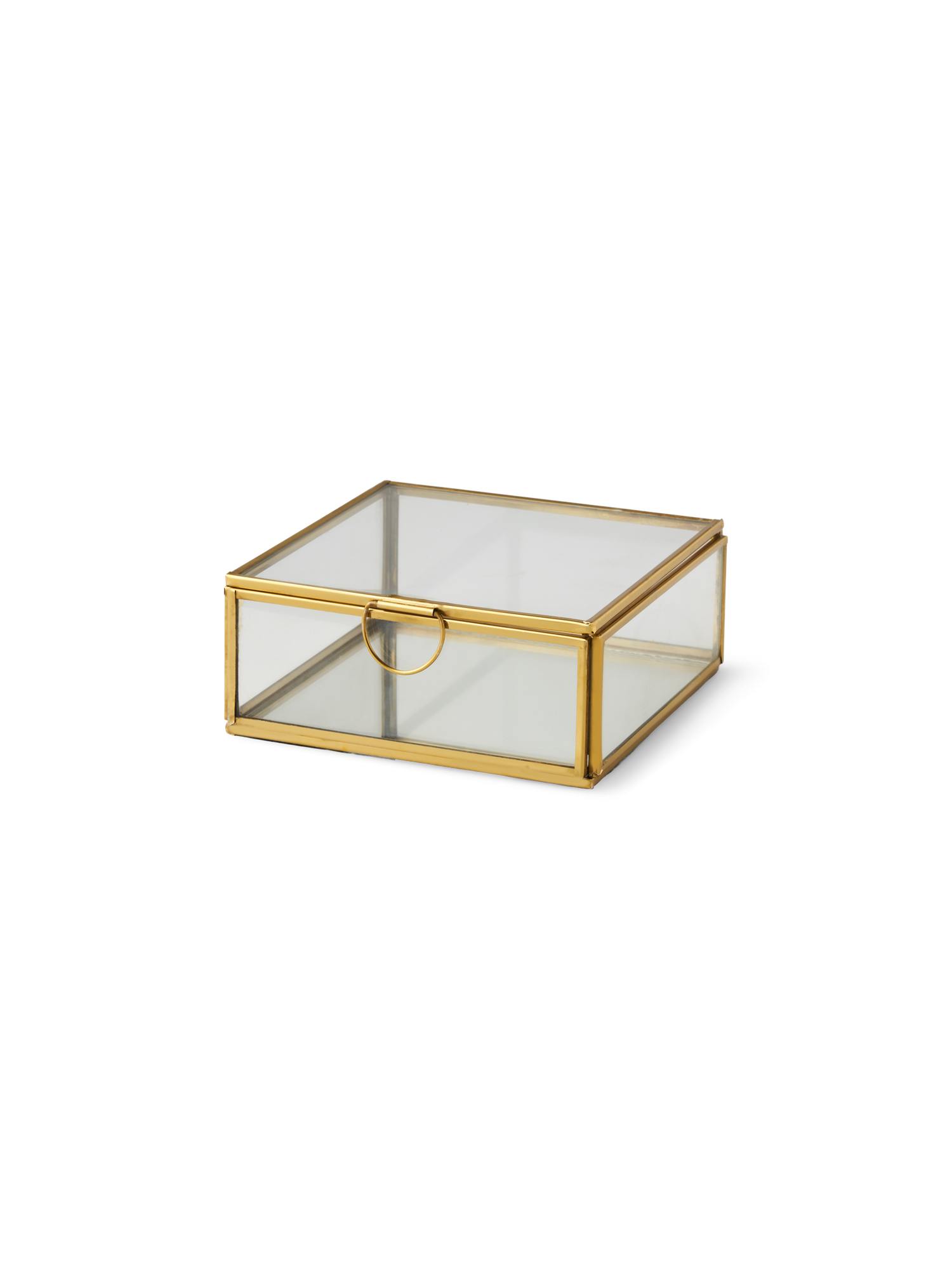 Smykkeskrin | Glas/messing. 12,5 x 12,5 x 5 cm. | Brass