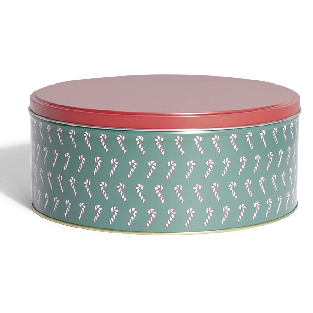 Boîte à biscuits de Noël ronde en métal rouge et vert x3