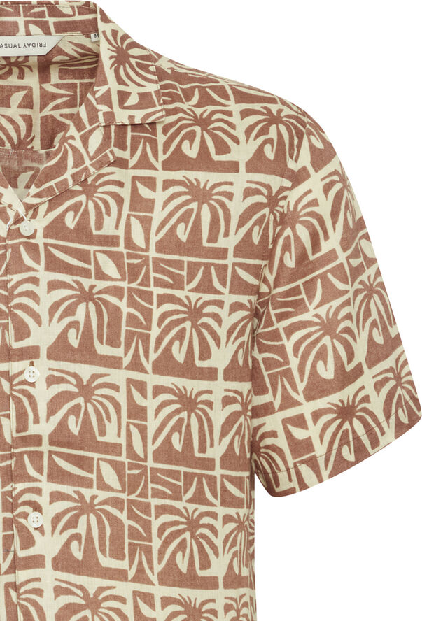Casual Friday CFANTON SS AOP palm shirt - 100% linen Beaver fur