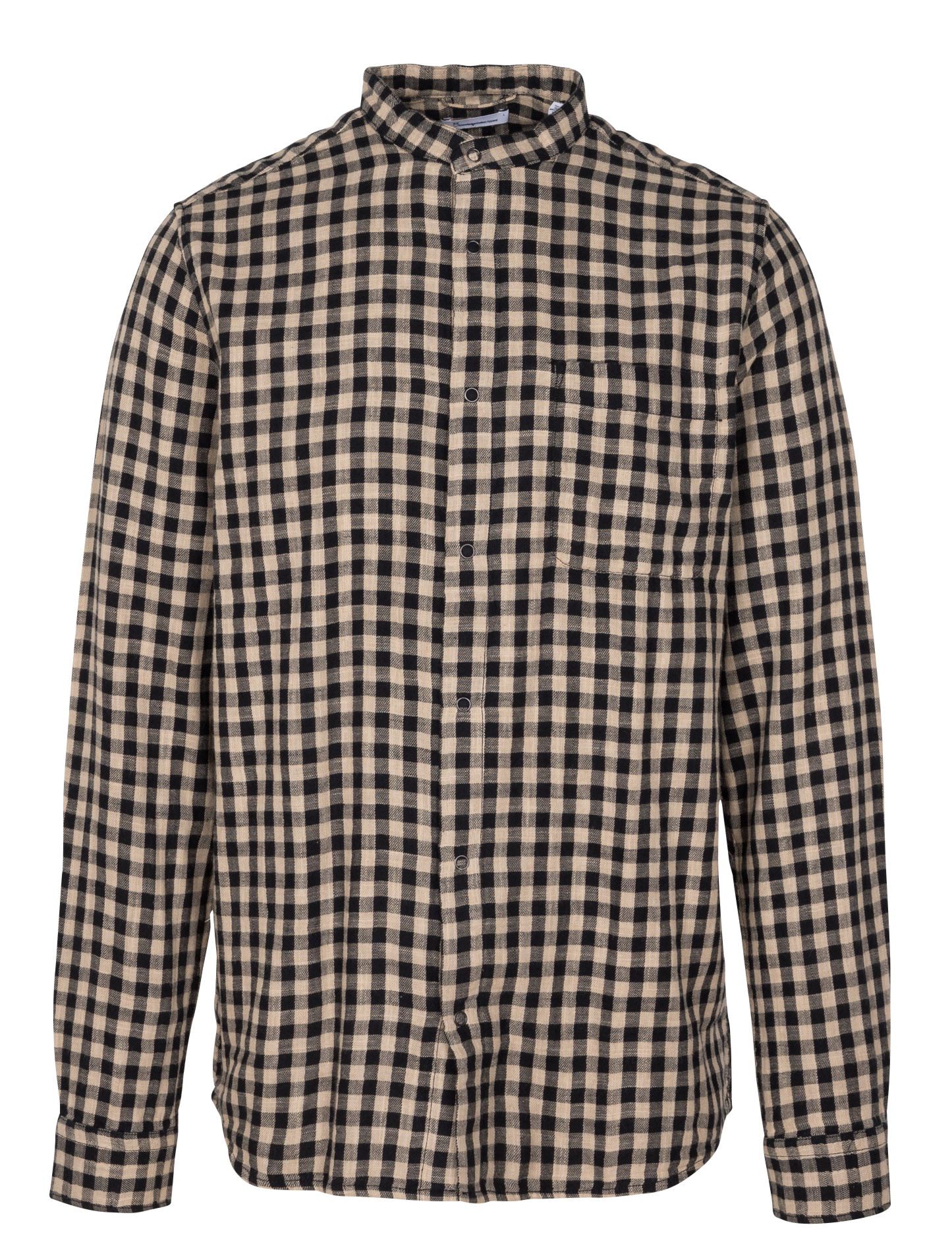 Chemise col classique à carreaux en coton bio| Marron