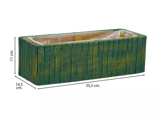 Panier rectangulaire en bois vert 35.5x14.5x11h