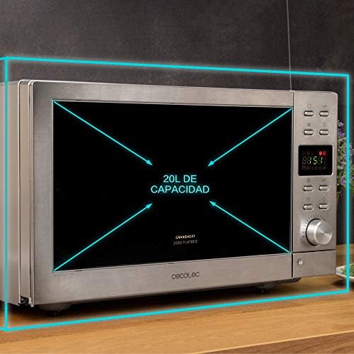 Cecotec Micro ondes numériques sans plaque GrandHeat 2010 Flatbed Steel. Puissance 700 W, Capacité 20 Litres, Grille 900 Watt, 9 Fonctions préréglées, Démarrage rapide, Nettoyage facile. : Cuisine et Maison