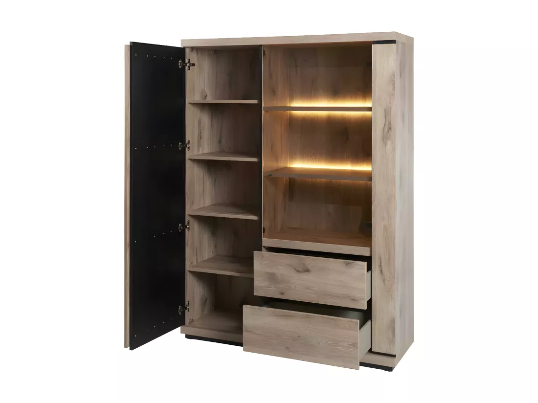 Argentier 2 portes 2 tiroirs Chêne à Led - CASSEL