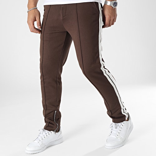 Pantalon Jogging A Bandes Marron