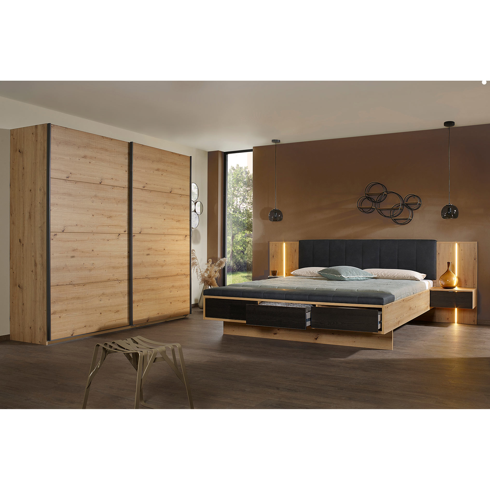 Schwebetürenschrank - Artisan Eiche - 2 Türen - 226 cm