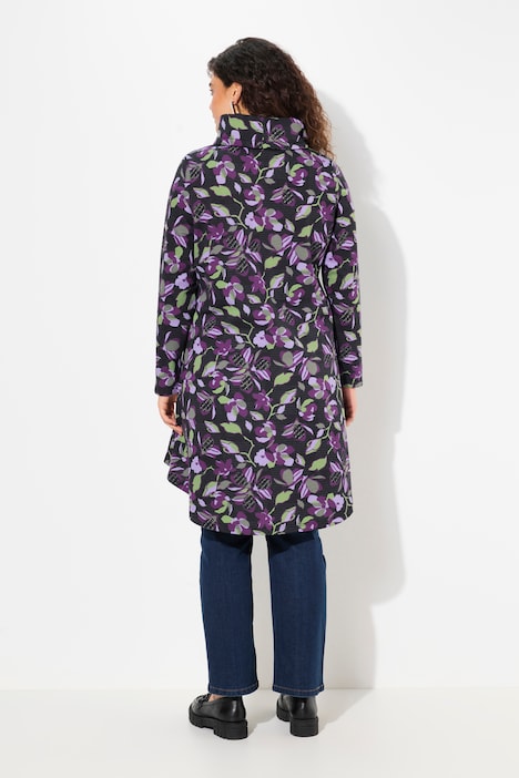 Long-Sweater, Stehkragen, Taschen, Langarm, Volantsaum