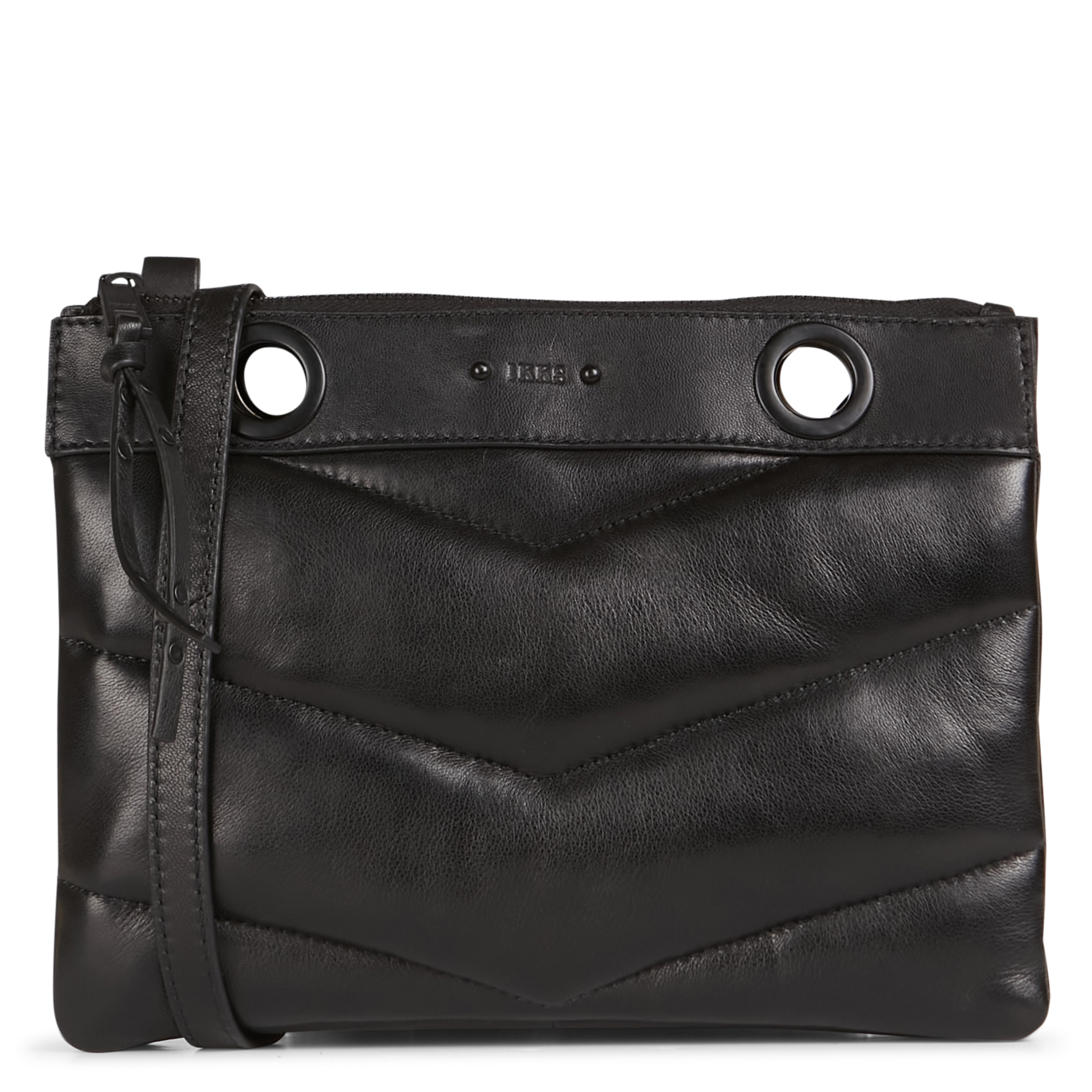 Sac bandoulière matelassé en cuir| Noir