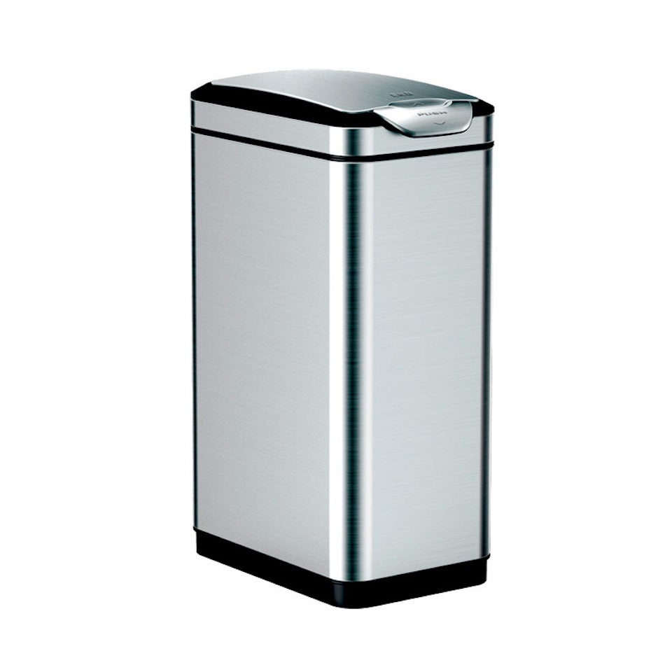 PROREGAL Modern ontworpen afvalbak van geborsteld roestvrij staal 30 liter HxBxD 66,5 x 40 x 25,2 cm Zilver