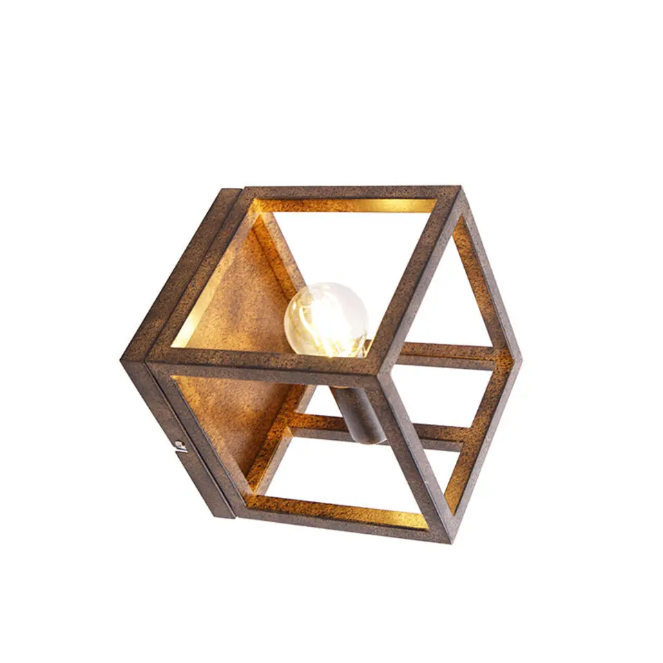 Qazqa wandlampen cage bruin e27