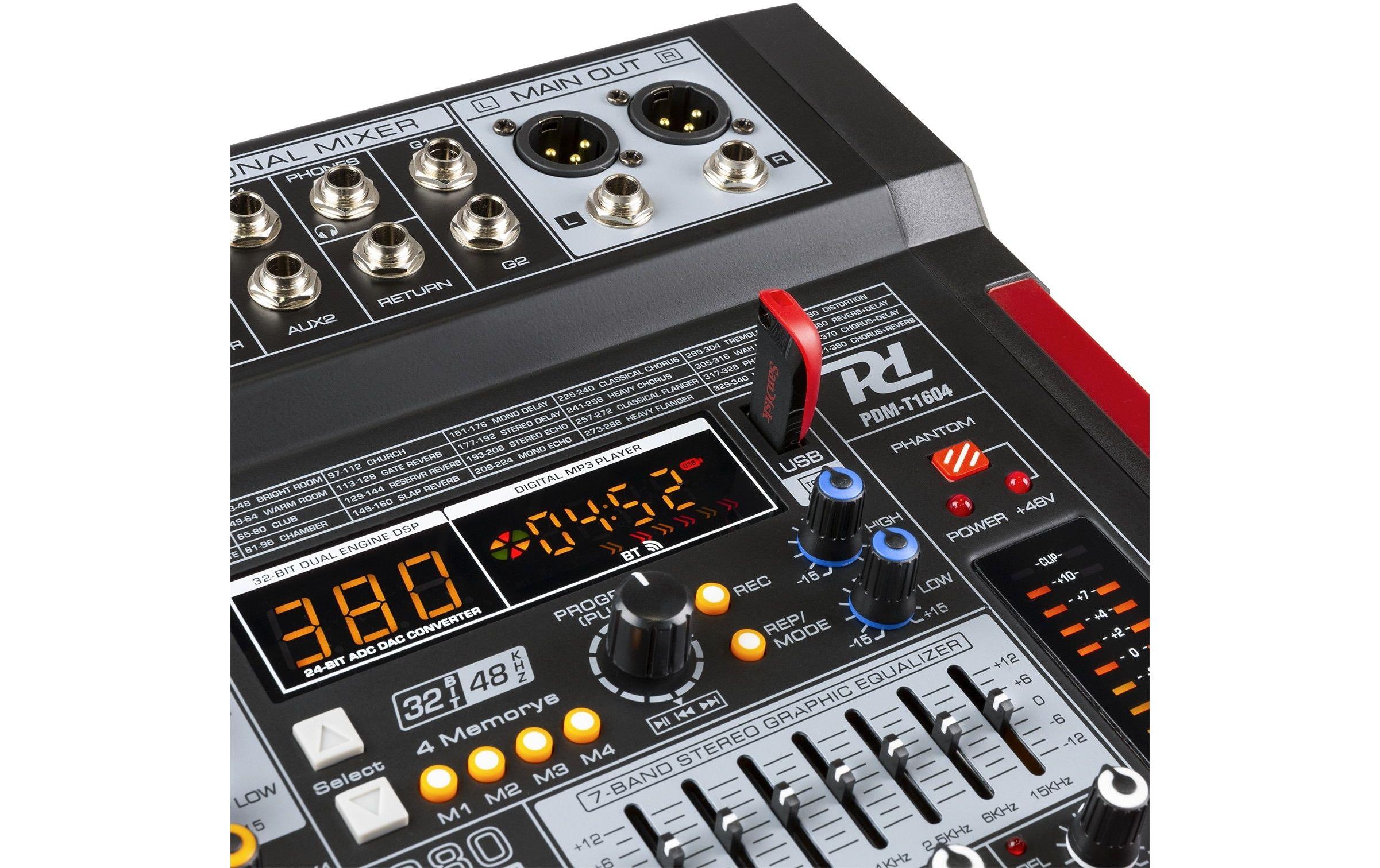 Mischpult PDM-T1604<br>Bühnenmischer mit einem 32-Bit-DSP-Effektprozessor