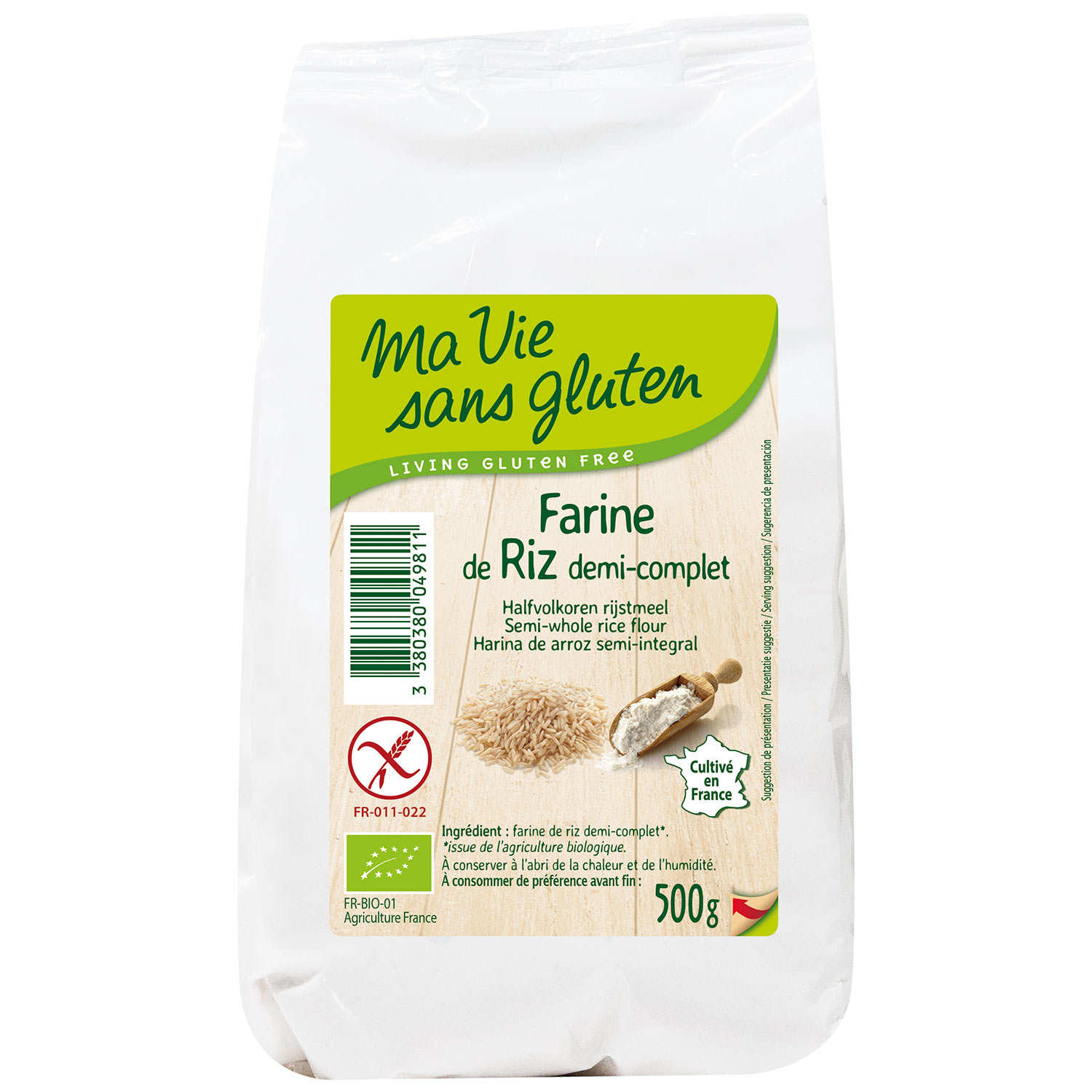 Farine de riz  demi-complète bio garantie sans gluten