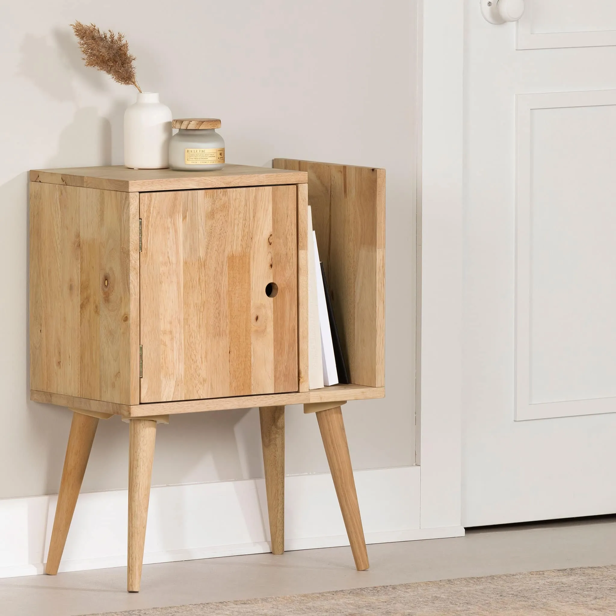 South Shore Table d'appoint en bois massif avec rangement - Kodali Bois naturel