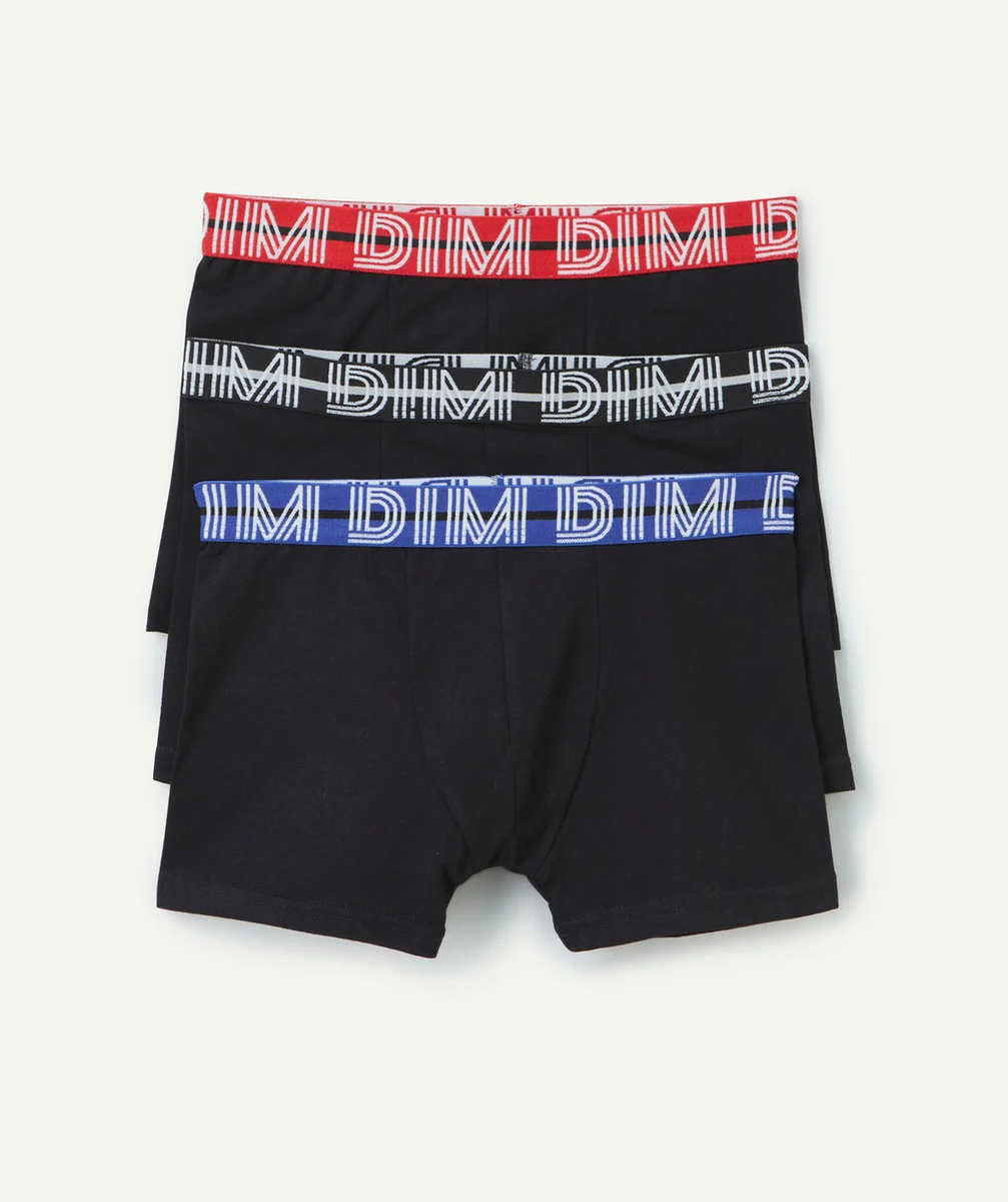 DIMLE LOT DE 3 BOXERS UNIS NOIRS EN COTON STRETCH