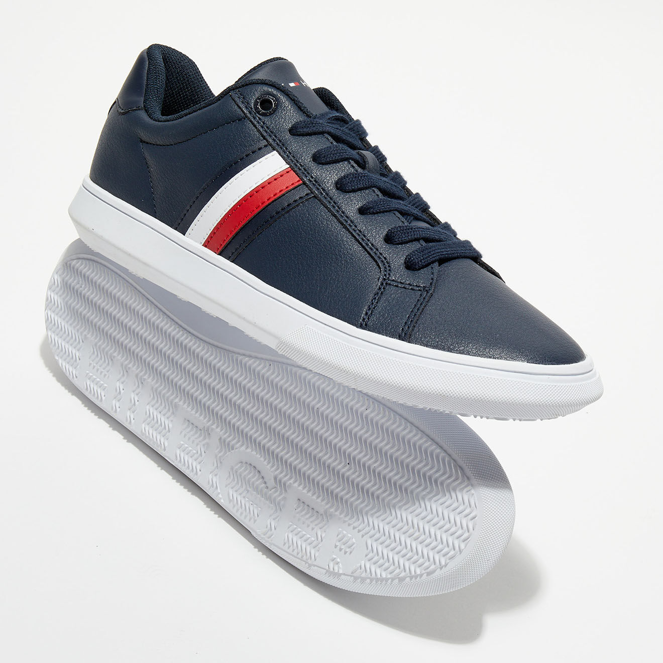 Tommy Hilfiger Baskets en Cuir Corporate Cupsole bleu marine