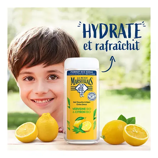 Le Petit Marseillais Gel de Banho Extra Suave com Verbena Orgânica e Limão Orgânico, 650 ml