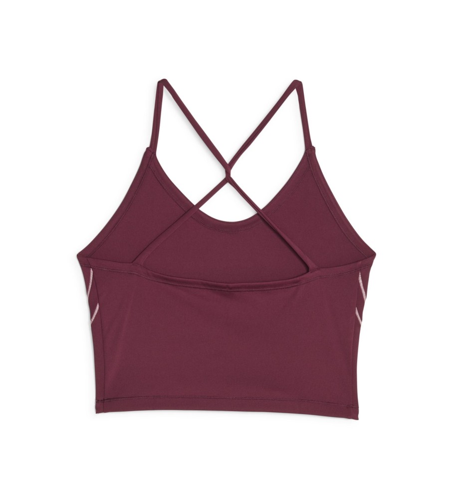 Camiseta curta de treino Puma Studio Ultrabare, cor bordô