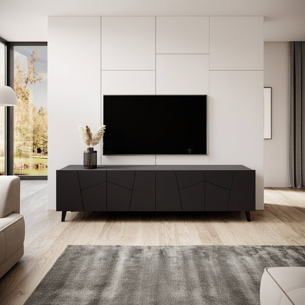 Ezer - TV-Meubel - Mat zwart