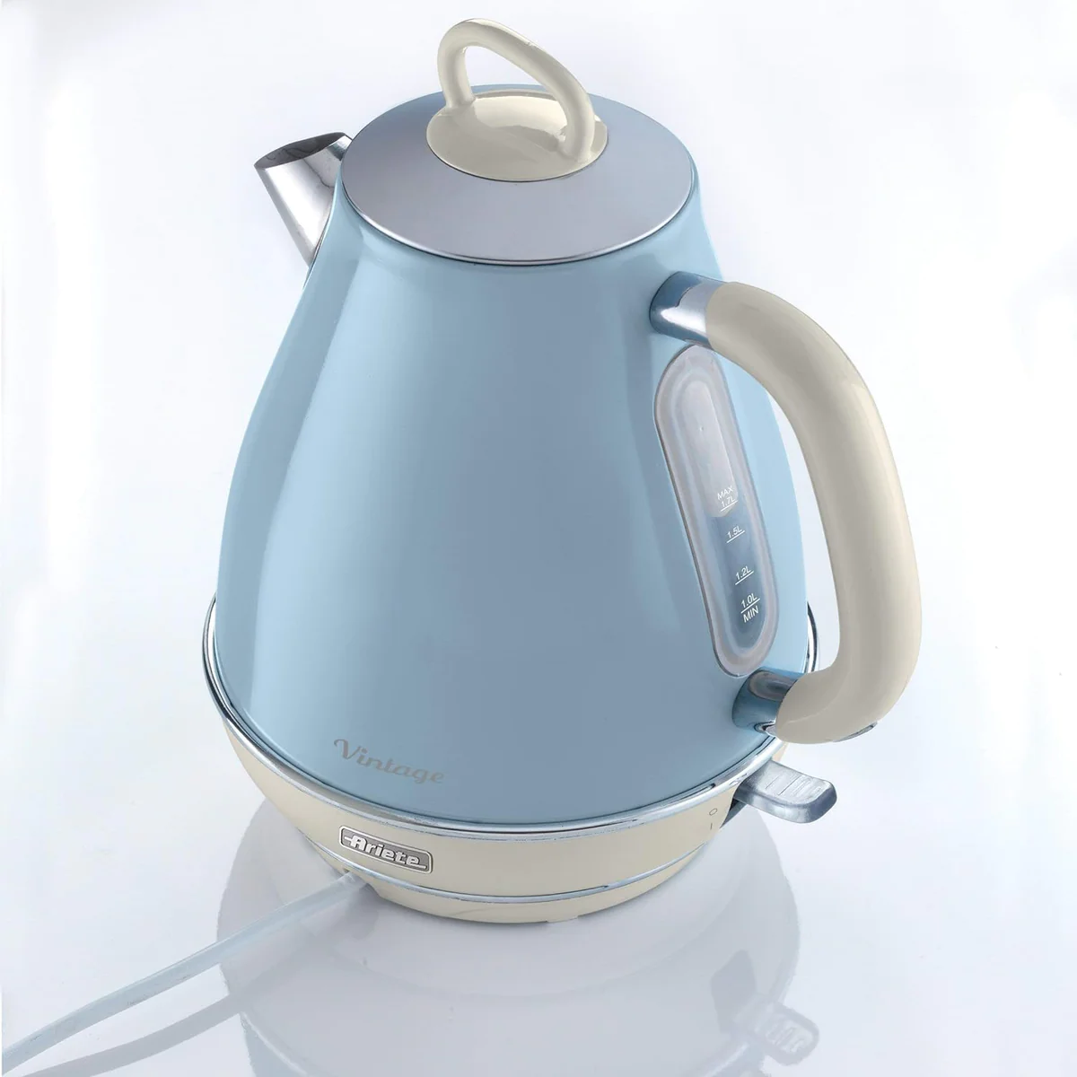 bouilloire électrique de 1,7L sans fil vintage 2000W bleu Ariete