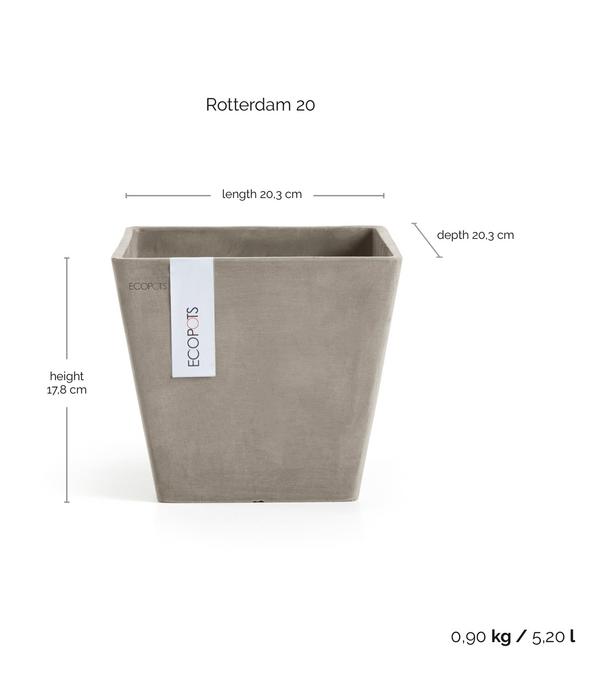 Ecopots Kunststoff-Topf Rotterdam, quadratisch