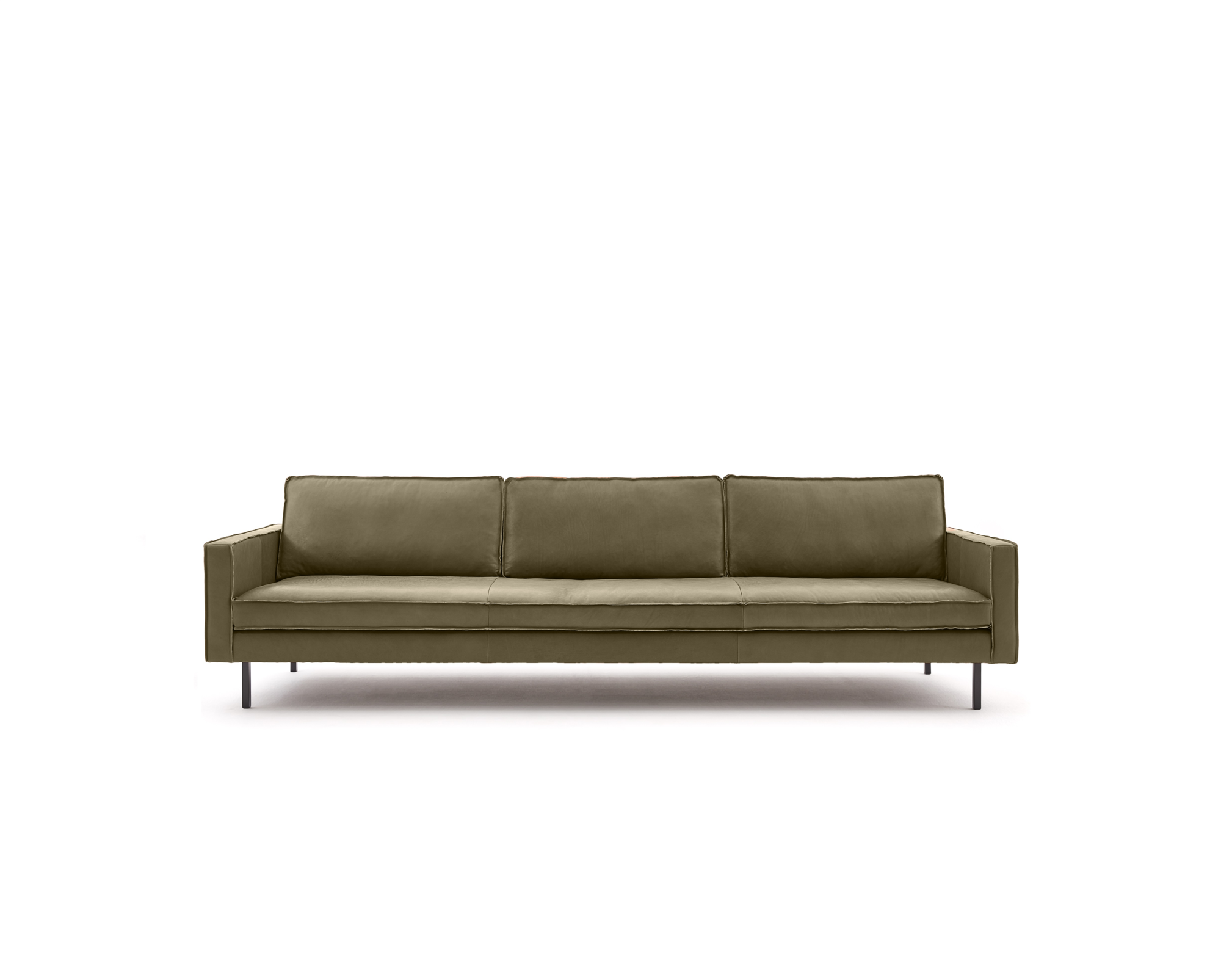 Loods 5 Design 4,5-zitsbank Slimm Leer Outside 4,5 Zits - 290 cm | PGC Sauvage Olive | Poten: Zwart