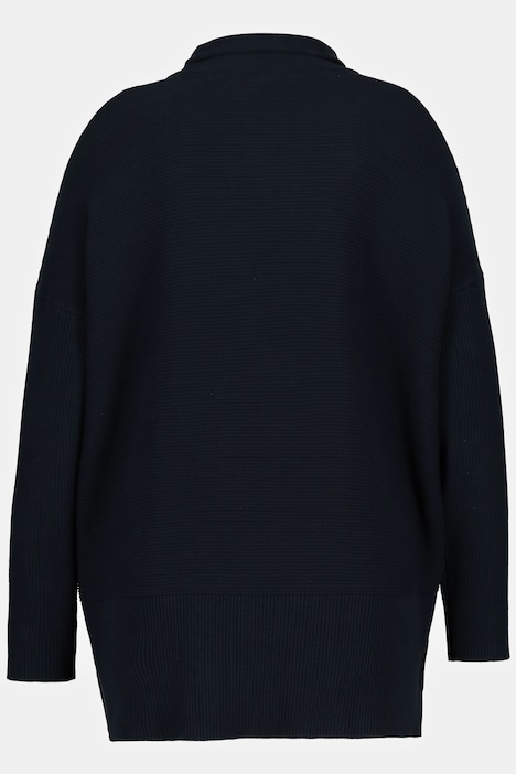 Bellieva-Pullover, Stehkragen, Druckknöpfe, Langarm, GOTS