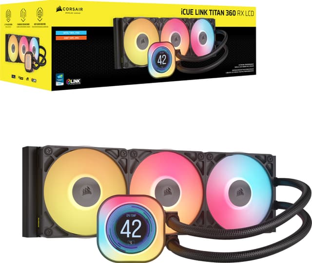 Corsair iCUE LINK TITAN 360mm RX LCD CPU-vandkøler (sort)