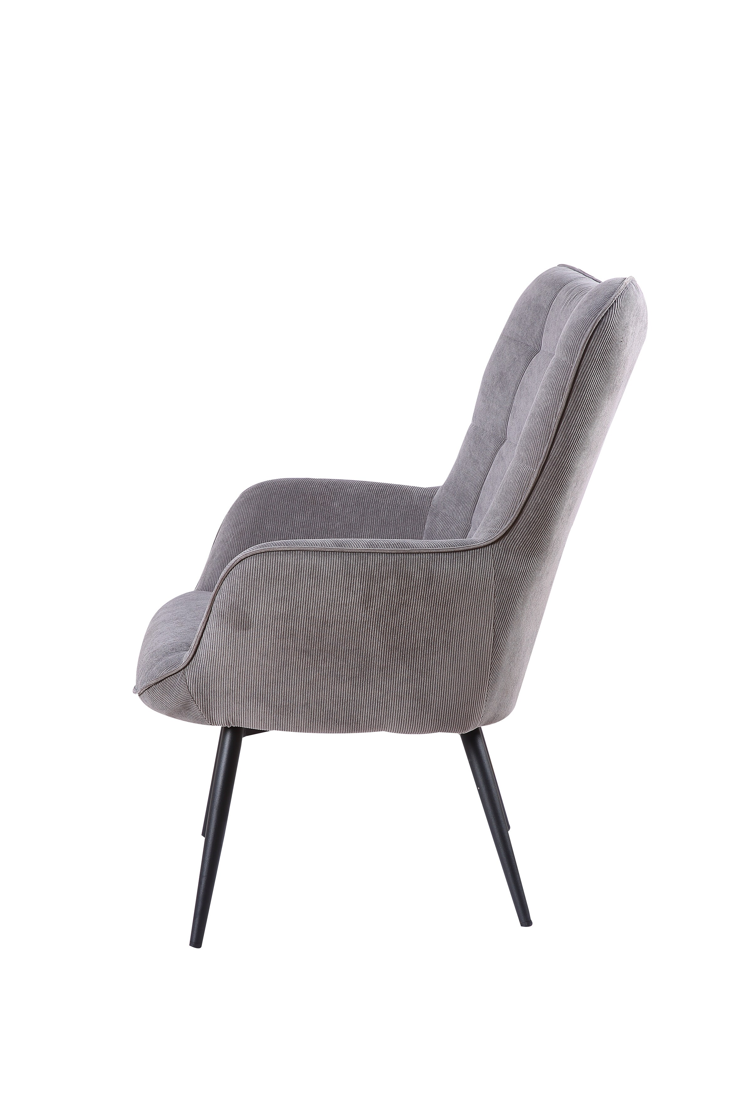 byLIVING Sessel UTA, Cordbezug grau, Gestell Metall schwarz