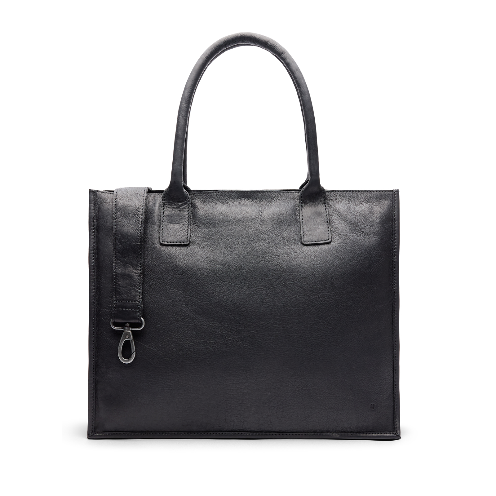 Zwarte leren shopper