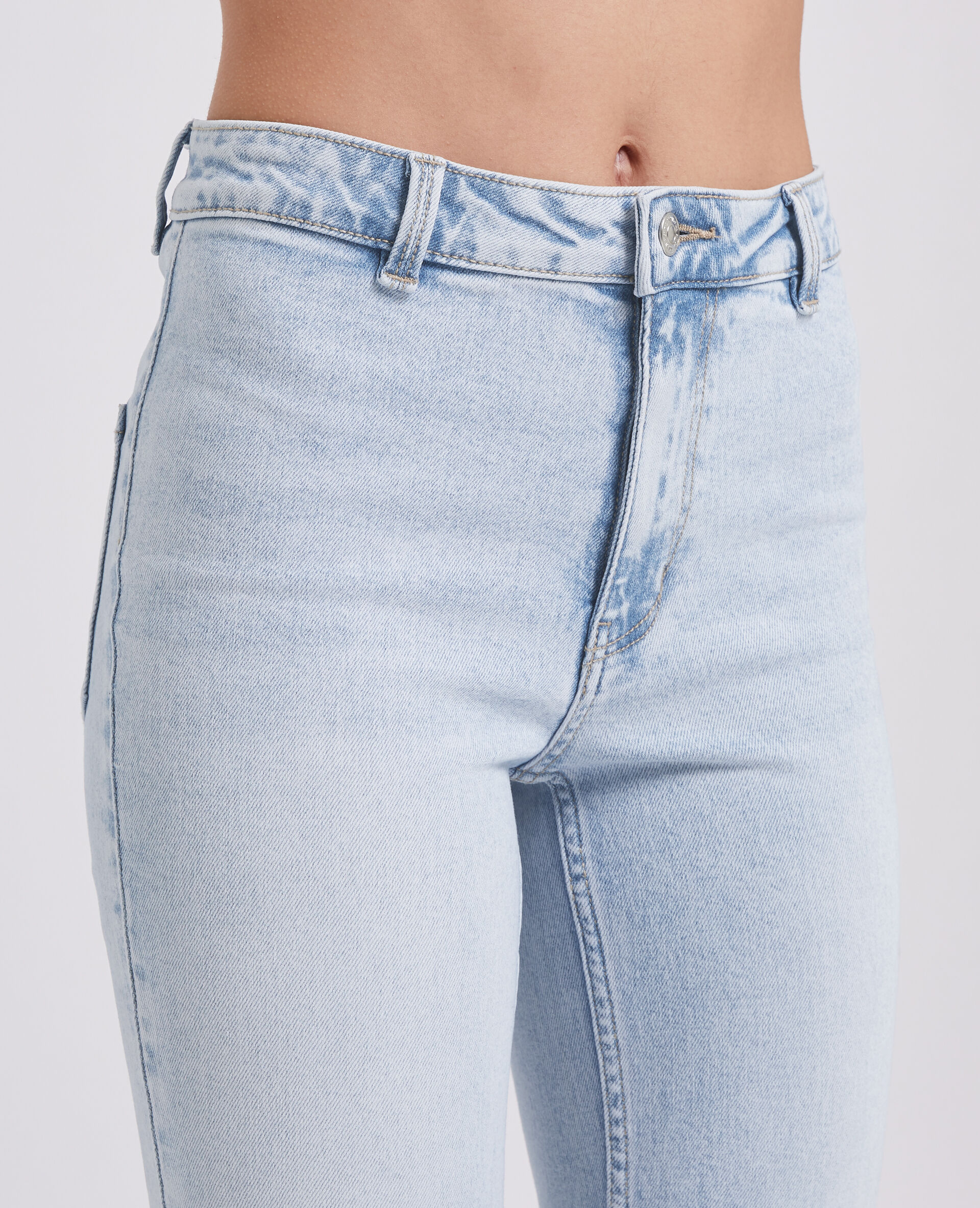 Jean flare taille haute cropped - Bleu