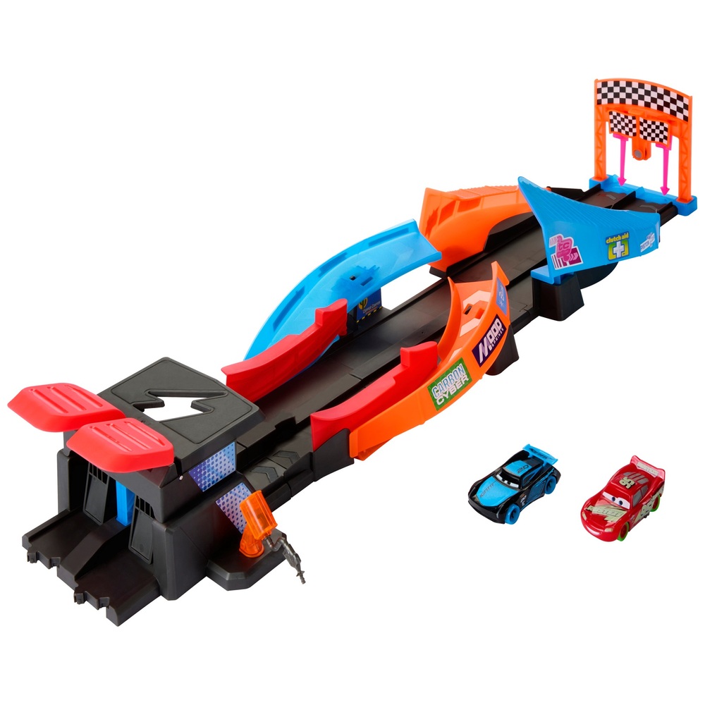 Pixar Cars Glow Racers Launch & Criss-Cross Spielset mit 2 Fahrzeugen