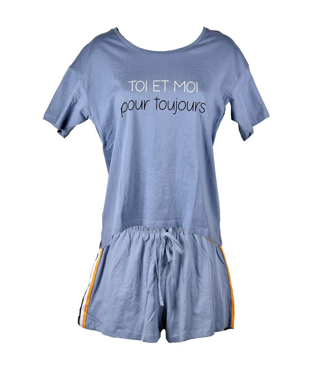 Pyjama Court Femme LITTLE UNICORN LINE MC11 Bleu