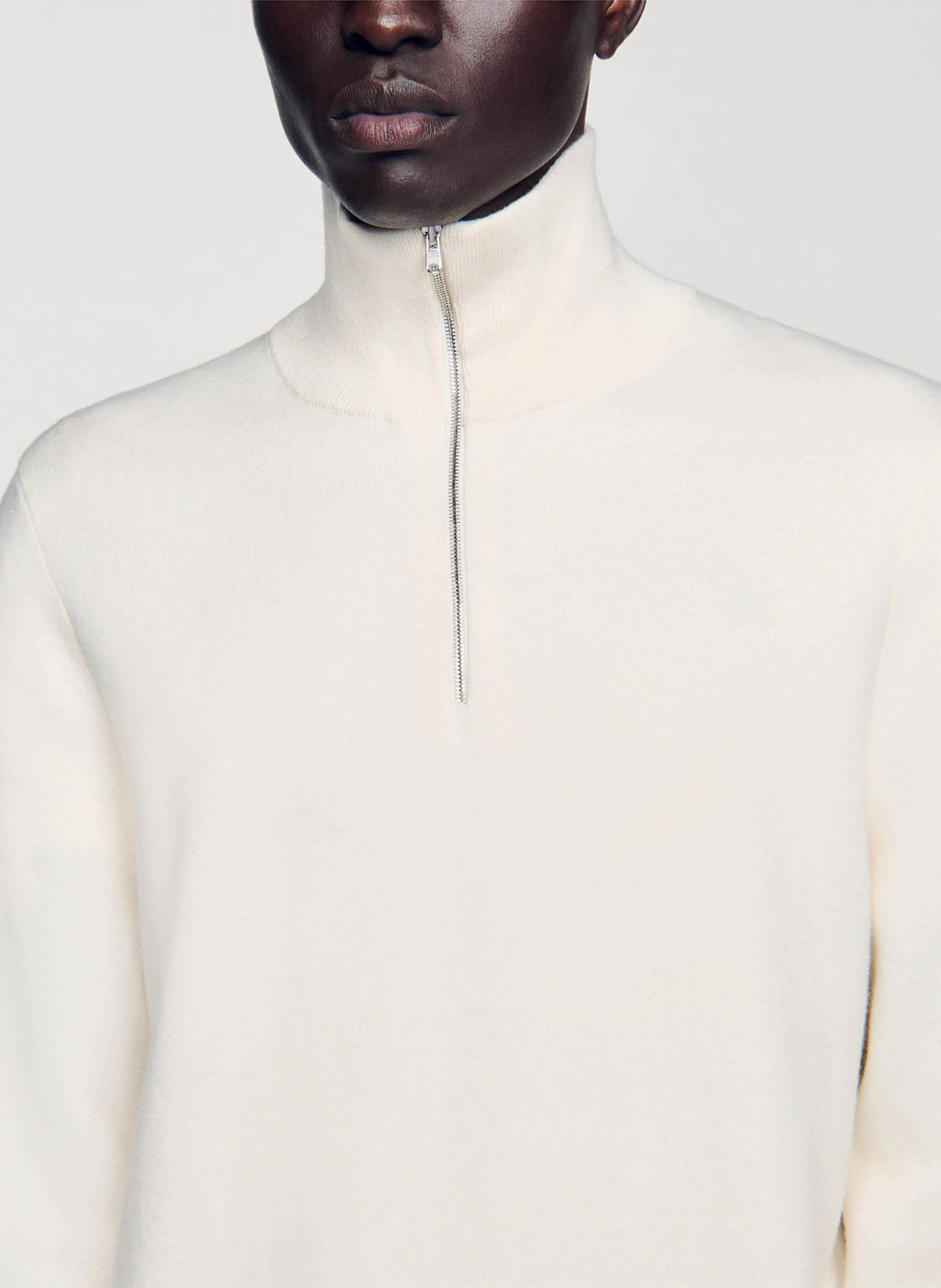 Pull droit en coton mélangé | Blanc