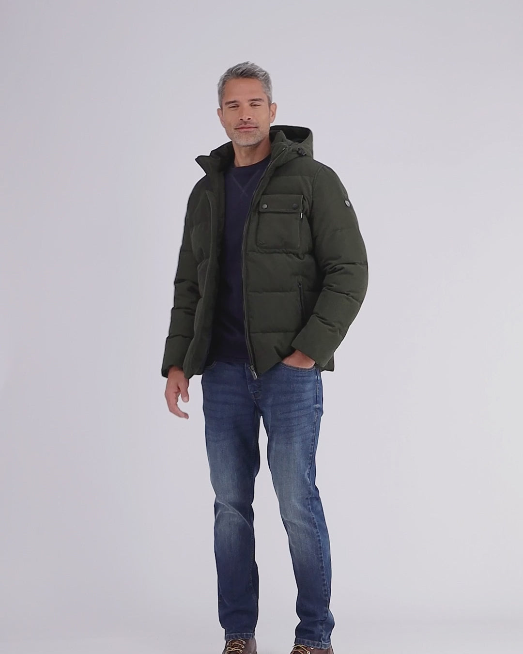 Herren Steppjacke in funktionaler Cord-Optik