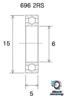 Roulement Black Bearing 696 2RS 6 x 15 x 5 mm
