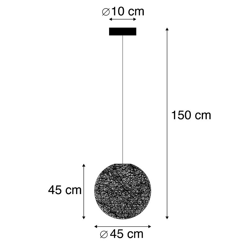 Design hanglamp zwart bol 45cm - Corda