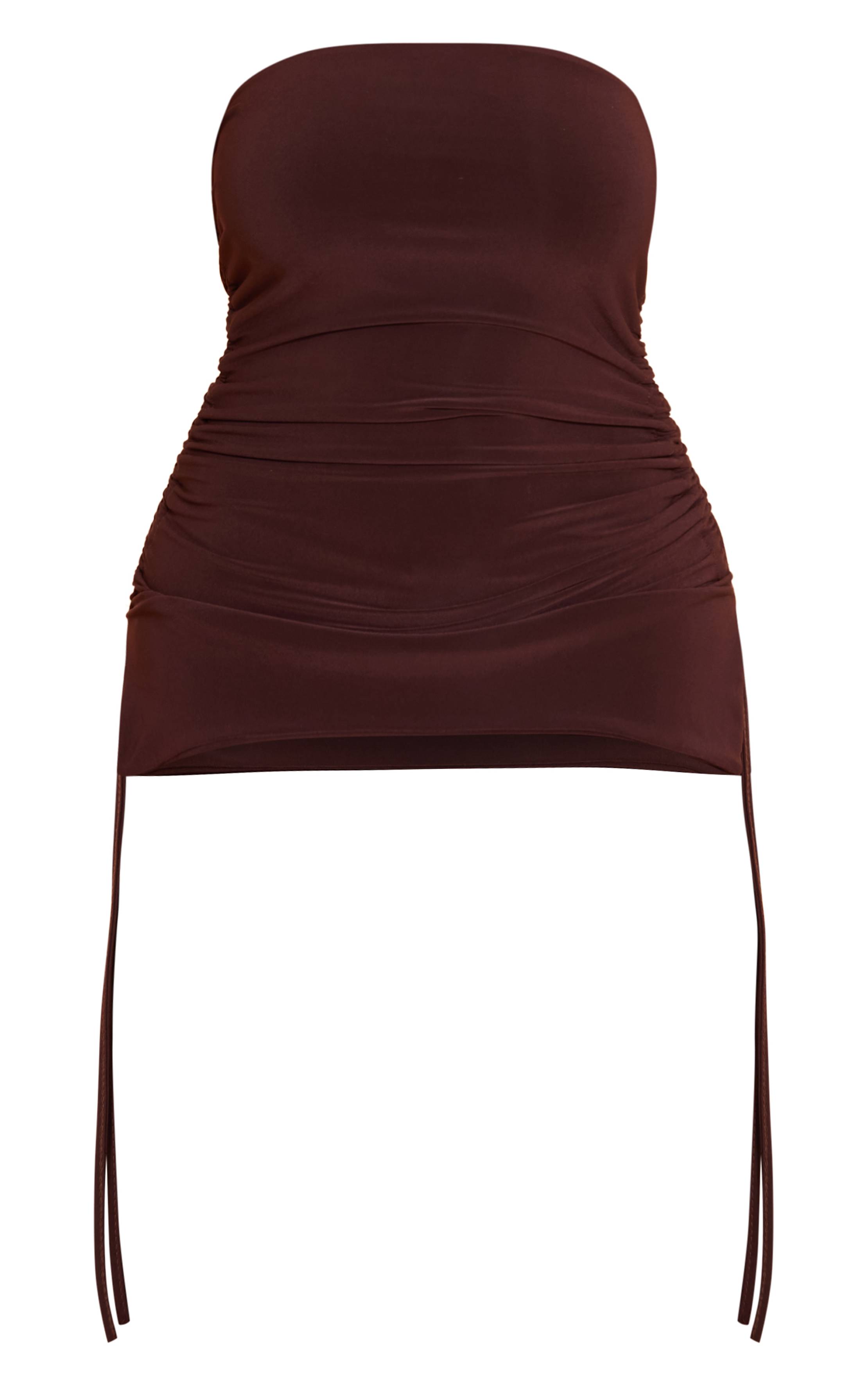 Chocolat Top Bandeau Long Froncé Shape