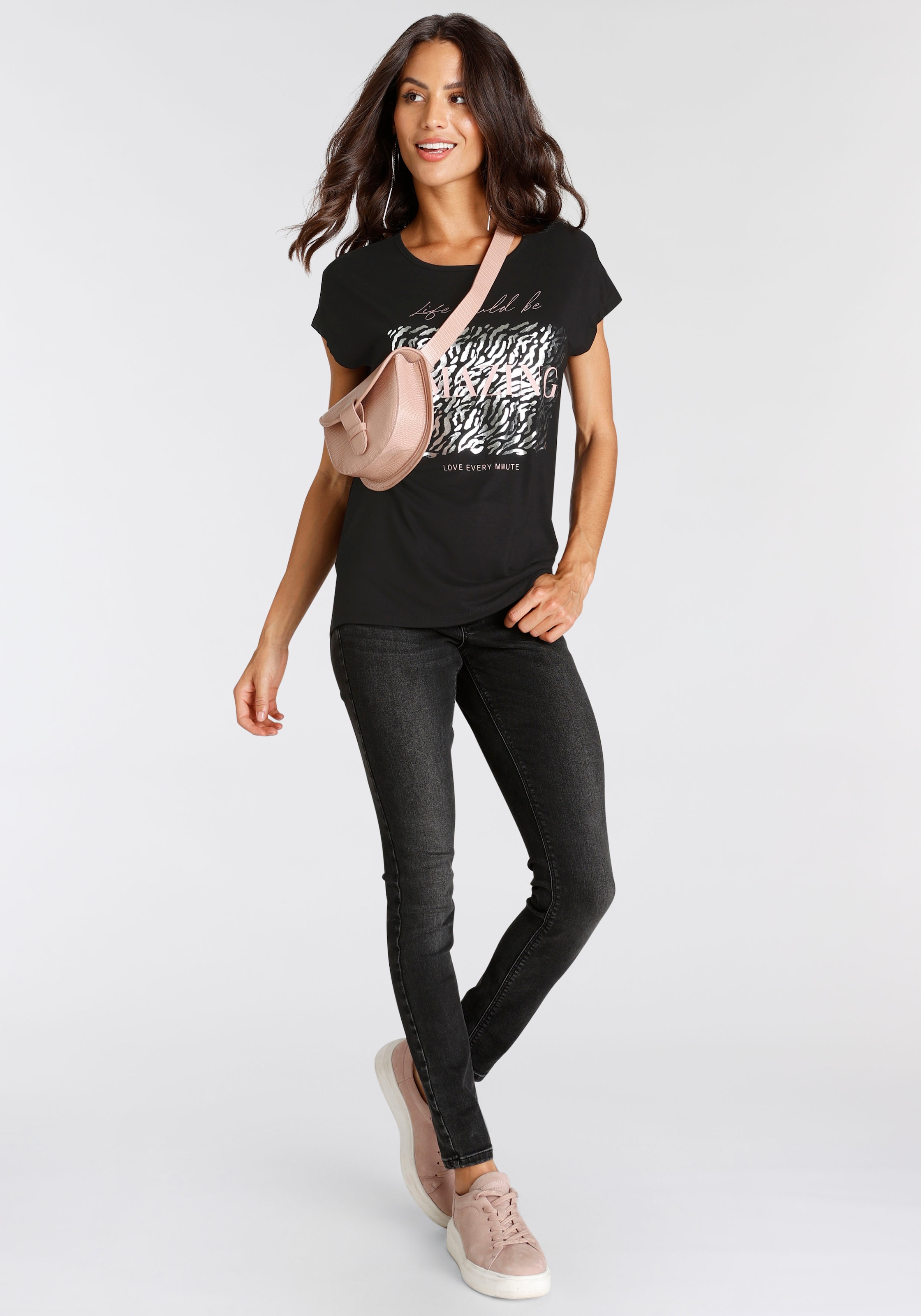 Laura Scott T-Shirt , figurumspielende Passform,  bedruckt,  Rundhalsausschnitt