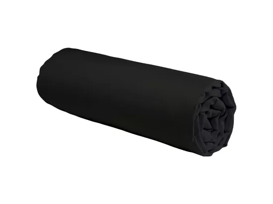 Drap housse en coton 57 fils uni bonnet 25cm noir 90x200cm