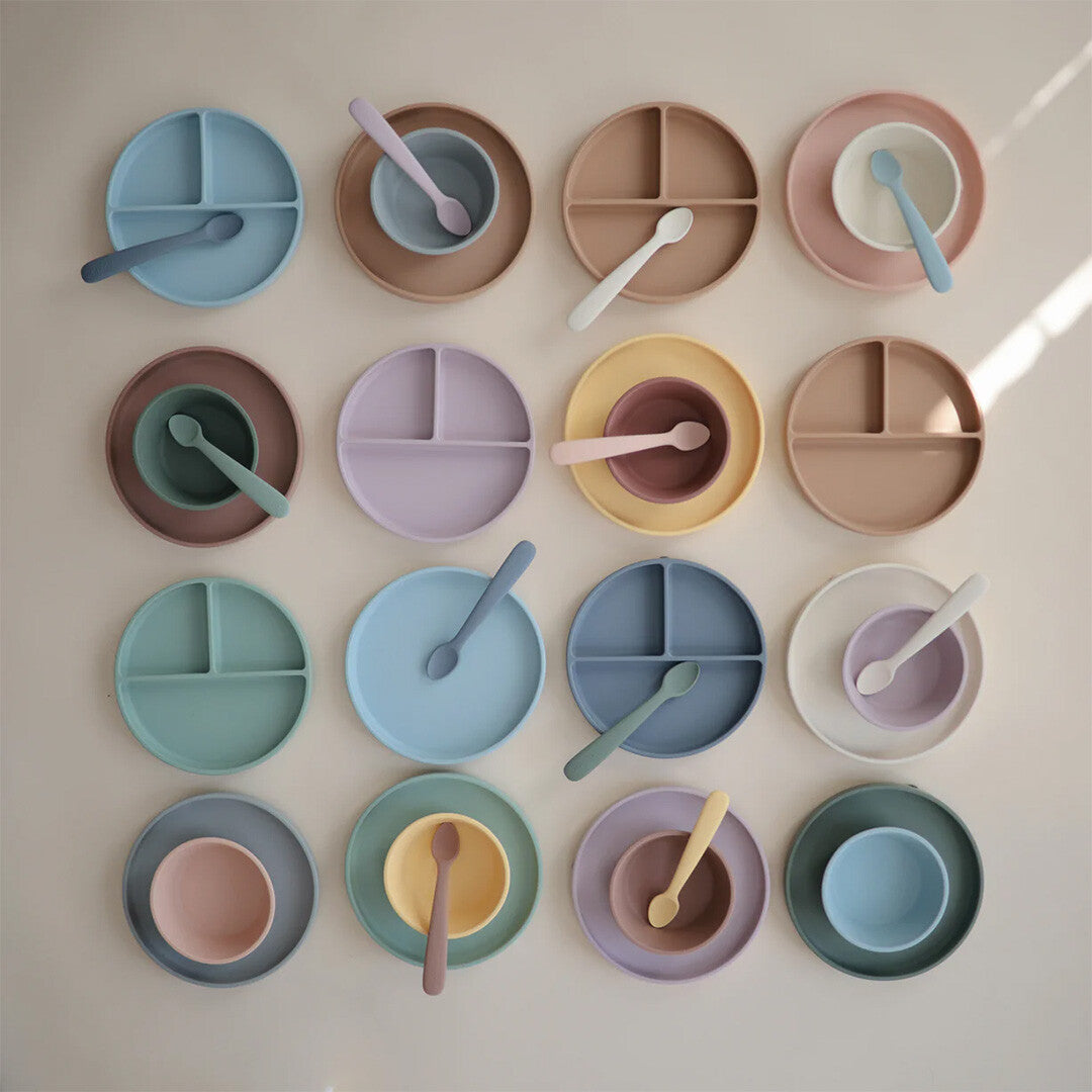 Mushie siliconen bord met zuignap - cloudy mauve