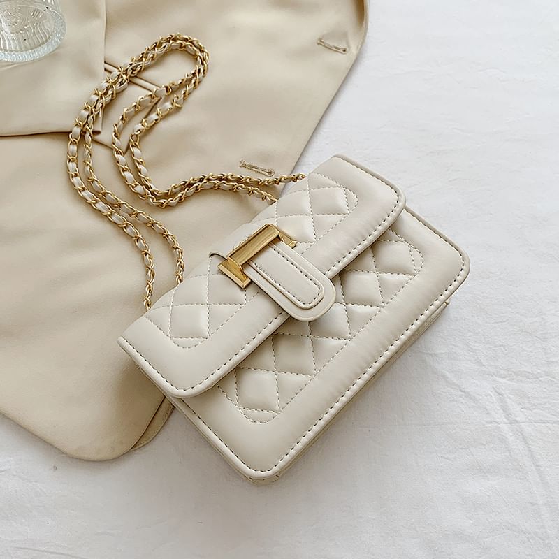 Maorong - Crossbodytas met kettingaccent en gewatteerde imitatieleren klep