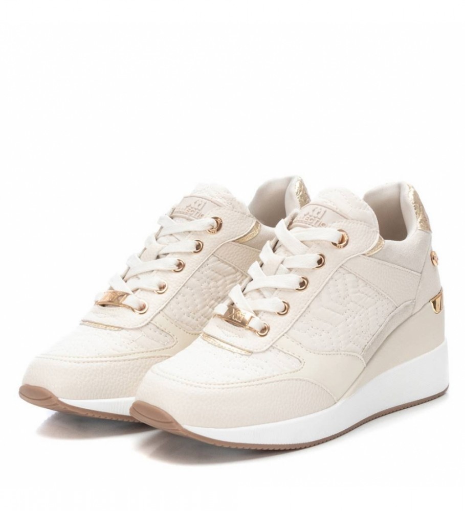 Tênis Xti com logo off-white - salto plataforma de 6 cm -