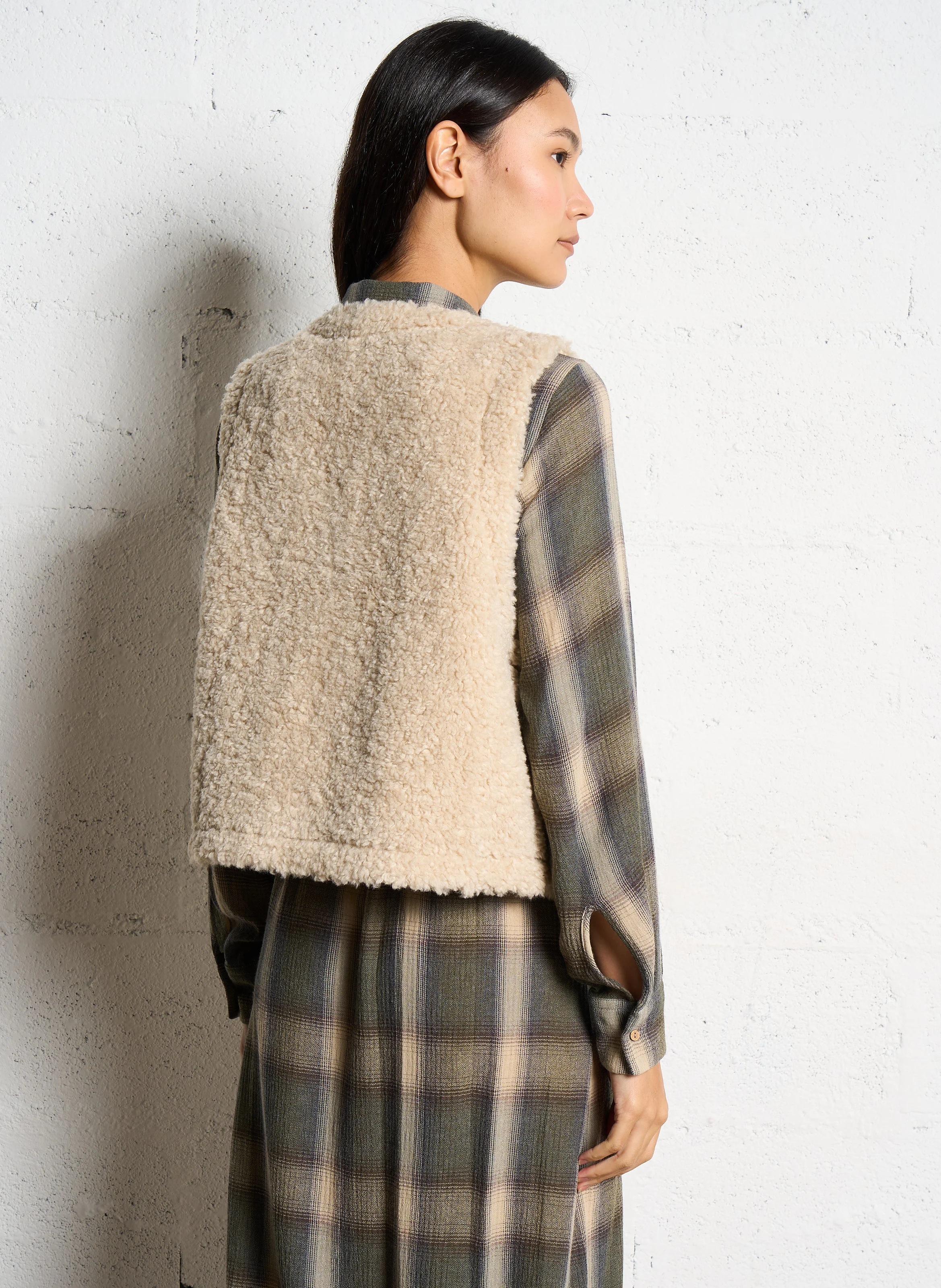 Gilet col V | Beige