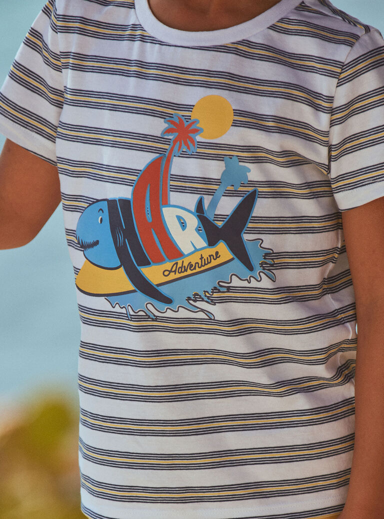 T-shirt et short écru et jaune en jersey