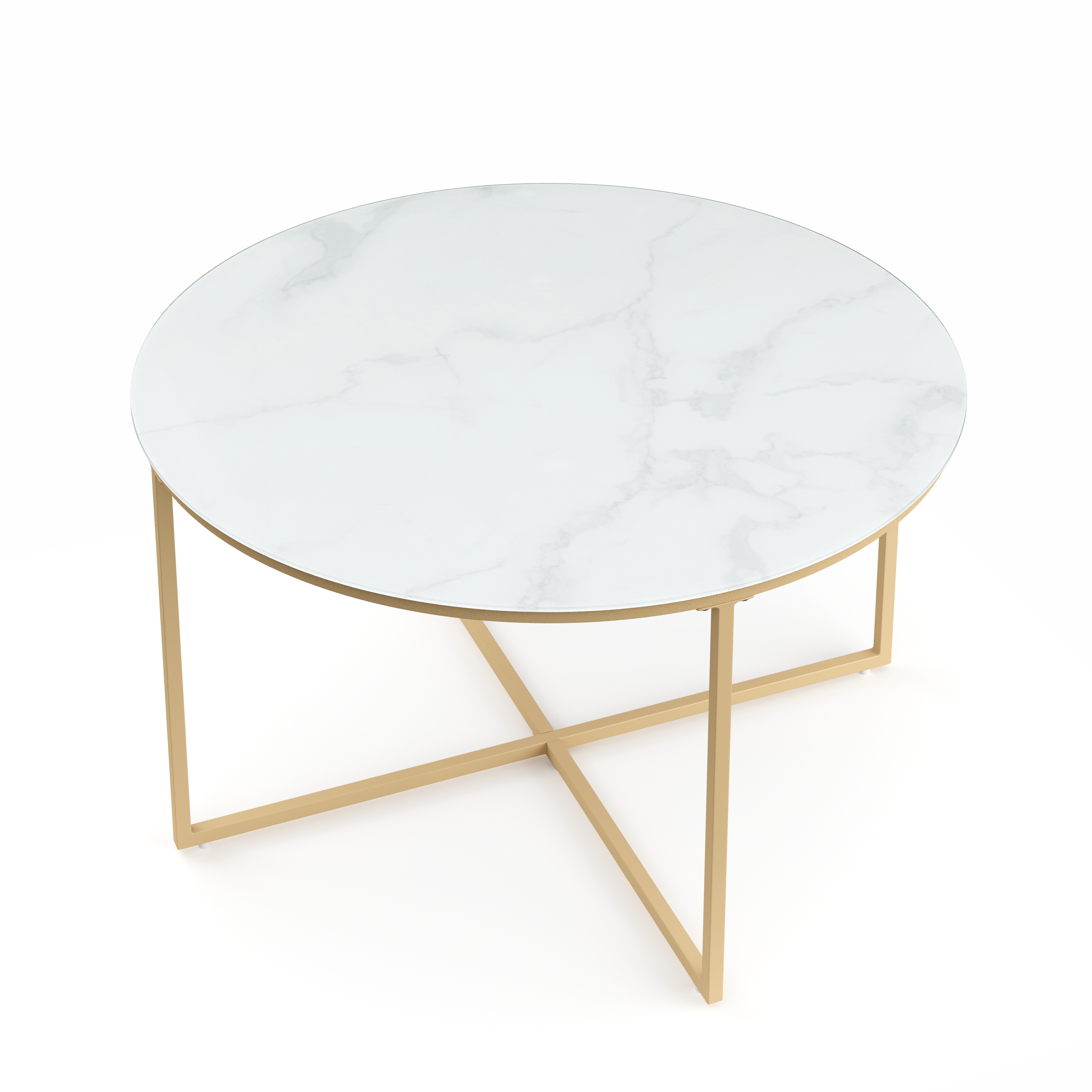 Beistelltisch Glas AMARA rund weiss/gold