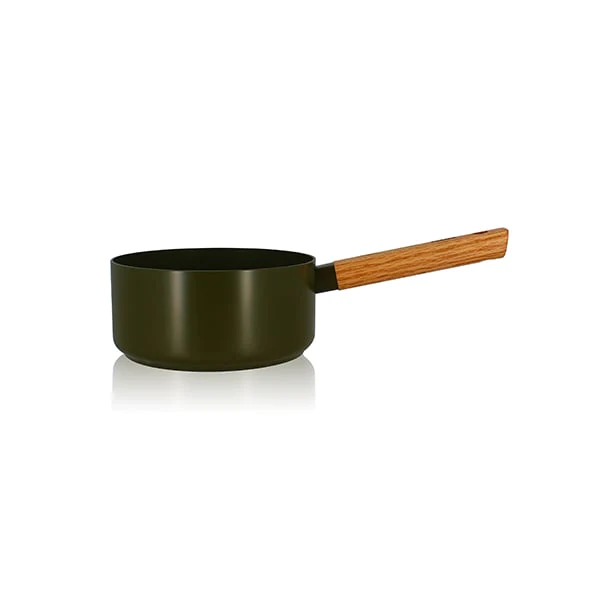 Casserole Ector induction aluminium revêtu manche en bois 18 cm vert O
