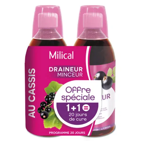 Milical Ultra Drenante Sabor Groselha Preta, Pacote com 2 x 500ml