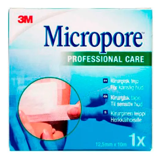 Micropore 3M kirurgisk tape 1,25 cm x 10 m - hvid